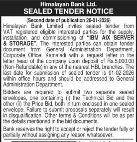 Sealed Tender Notice
