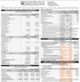 Goodwill Finance has posted a net profit of Rs 111.70 million and published its 2nd quarter