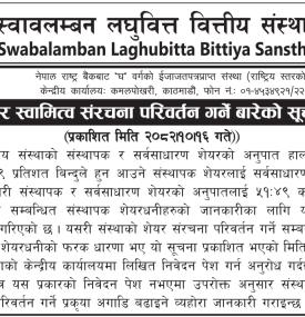 शेयर स्वामित्व संरचना परिवर्तन गर्ने सम्बन्धी सूचना