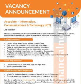 Laxmi Sunrise Bank Announces Vacancy for Associate – ICT