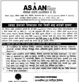 Right Share  निष्काशन तथा बिक्री बन्द बारे सूचना 