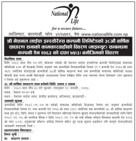  नेशनल लाइफ इन्स्योरेन्सको ३८औँ साधारण सभा सम्पन्न – बोनस स्वीकृत, बीमितलाई के फाइदा ?