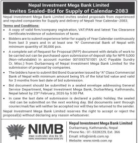 Invitation for Sealed Proposals: Supply of Nepali Calendar 2083