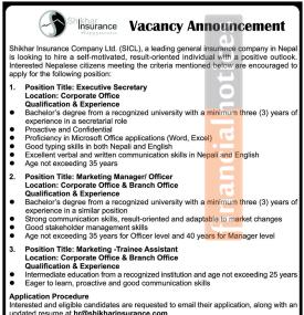 Shikhar Insurance Company Announces Vacancies for Multiple Positions
