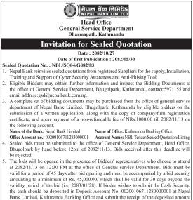 Invitation for Sealed Quotation