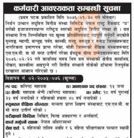 निर्धन उत्थान लघुवित्तमा कर्मचारी आवश्यकता