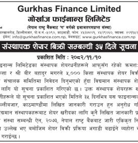 Gurkhas Finance 35-Day Notice for Promoter Share Auction