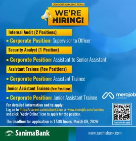 Sanima Bank Announces Vacancy for Multiple Corporate Positions