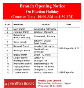 Branch Opening Notice