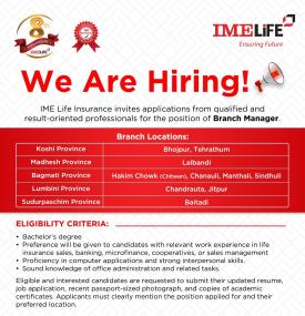 Career Opportunity at IME Life Insurance: Vacancy Open for Branch Manager