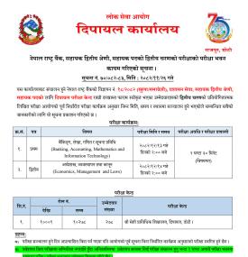 नेपाल राष्ट्र बैंक (द्वितीय श्रेणी) सहायक पदको लिखित परीक्षा केन्द्र सार्वजानिक सम्बन्धी सूचना