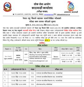 काठमाडौँ कार्यालयले सञ्‍चालन गर्ने सहायक द्वितीय श्रेणी, प्रशासन सेवा लिखित परीक्षाको भवन कायम