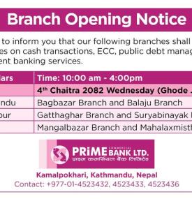 Branch Opening Notice -
