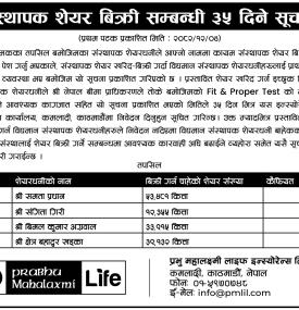 संस्थापक शेयरधनीका लागि सुनौलो मौका – ३५ दिनभित्र आवेदन दिन आग्रह सम्बन्धी सूचना
