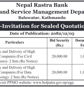 Re-Invitation for Sealed Quotation