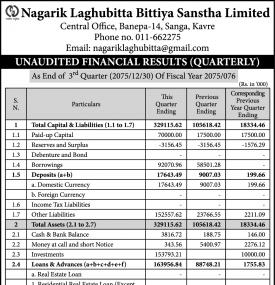 Unaudited Financial  Results 