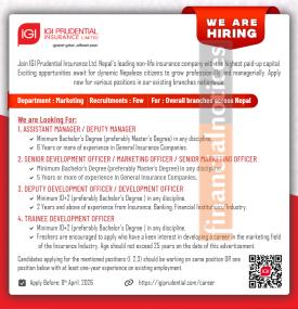 IGI Prudential Insurance Announces Vacancy for Marketing Roles Nationwide