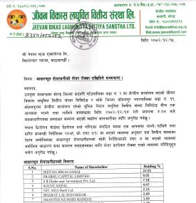 आधारभुत शेयरधनीको शेयर कारोबार रोक्का गरिदिने सम्बन्धी सूचना