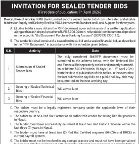 Invitatin for Sealed Tender Bids
