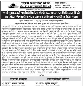 कर्जा चुक्ता नगर्ने ऋणीको सम्पत्ति लिलाम बिक्री गर्न गोप्य शिलबन्दी बोलपत्र आव्हानको सूचना