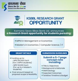 Kamana Sewa Bikas Bank Announces Research Grant Opportunity for MPhil & Master’s Students -