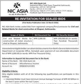Re Invitation for Sealed Bids