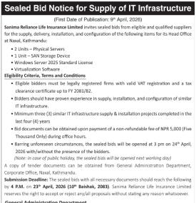 Sealed Bid Notice for Supply of IT Infrastructure
