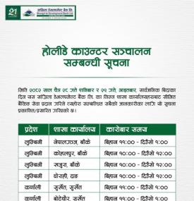 Shangri-la Development Bank Announces Holiday Counter Services on Chaitra 28–29 