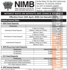New Loan & Advance Interest Rates of Nepal Investment Mega Bank Effective 1st Baisakh 2083