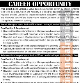Jyoti Bikash Bank Announces Multiple Job Openings Across Nepal
