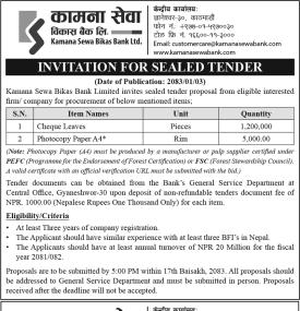 Invitation for Sealed Tender