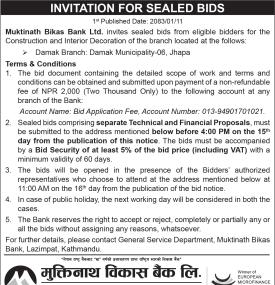 Invitation for Sealed Bids Notice