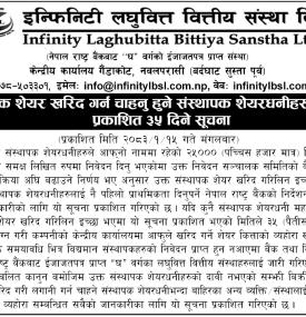 संस्थापक शेयर खरिद गर्न चाहानुहुने संस्थापक शेयरधनीहरुलाई ३५ दिने जरुरी सूचना