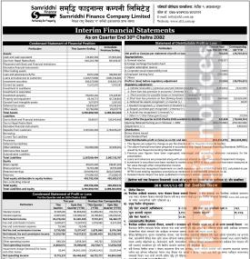 Samriddhi Finance post a net profit of Rs 0.74 million, its Q3 financial analysis for FY 2082/83