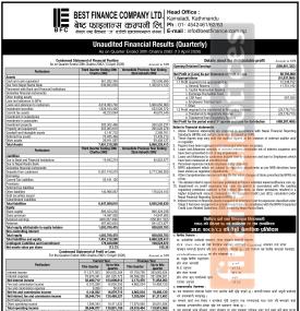 Best Finance  Reports Rs. 58.75 million Net Profit in Q3 FY 2082/83 -