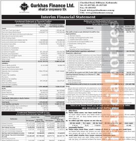 Gurkhas Finance Limited has posted a net profit of Rs 129.47 million and published its 3rd quarter