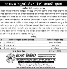 संस्थापक समुहको शेयर बिक्री सम्बन्धी सूचना