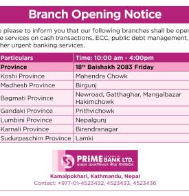 Prime Bank Announces New Branch Opening to Expand Banking Services -