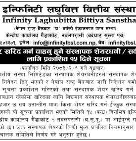 संस्थापक शेयर खरिद सम्बन्धी १५ दिने आधिकारिक सूचना