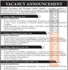 Reliable Investment and Merchant Capital Announces Vacancy for Multiple Merchant Banking Positions