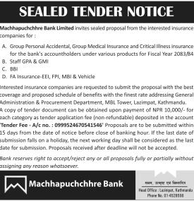 Sealed Tender Notice