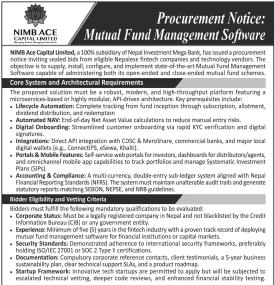 Procurement Notice: Mutual Fund Management Software