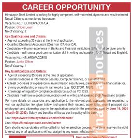 Himalayan Bank Opens Vacancy for Officer and Junior Officer Positions
