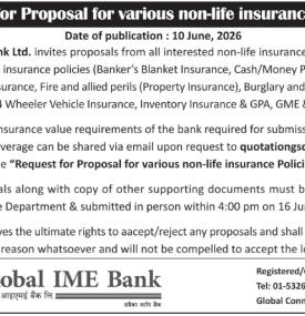 Request for Proposal for Various Non Life Insurance Policies