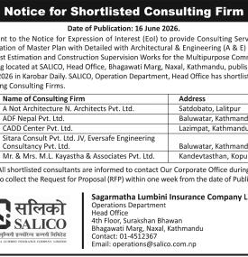 Notice for Shortlisted Consulting Firm
