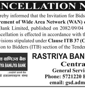 Bid Cancellation Notice
