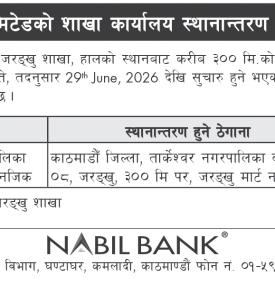 Nabil Bank Announces Branch Relocation in Tarkeshwor, Kathmandu