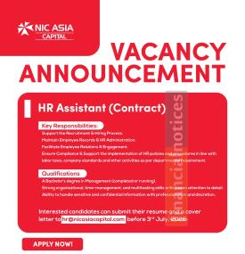 NIC ASIA Capital Announces Vacancy for HR Assistant (Contract Position)
