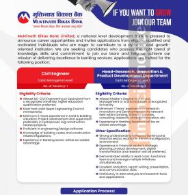 Career Opportunities Open at Muktinath Bikas Bank for Experienced Professionals