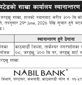Nabil Bank Announces Relocation of Jarankhu Branch in Kathmandu